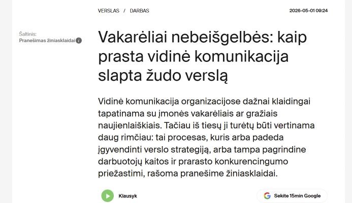 Vidinės komunikacijos valdymas